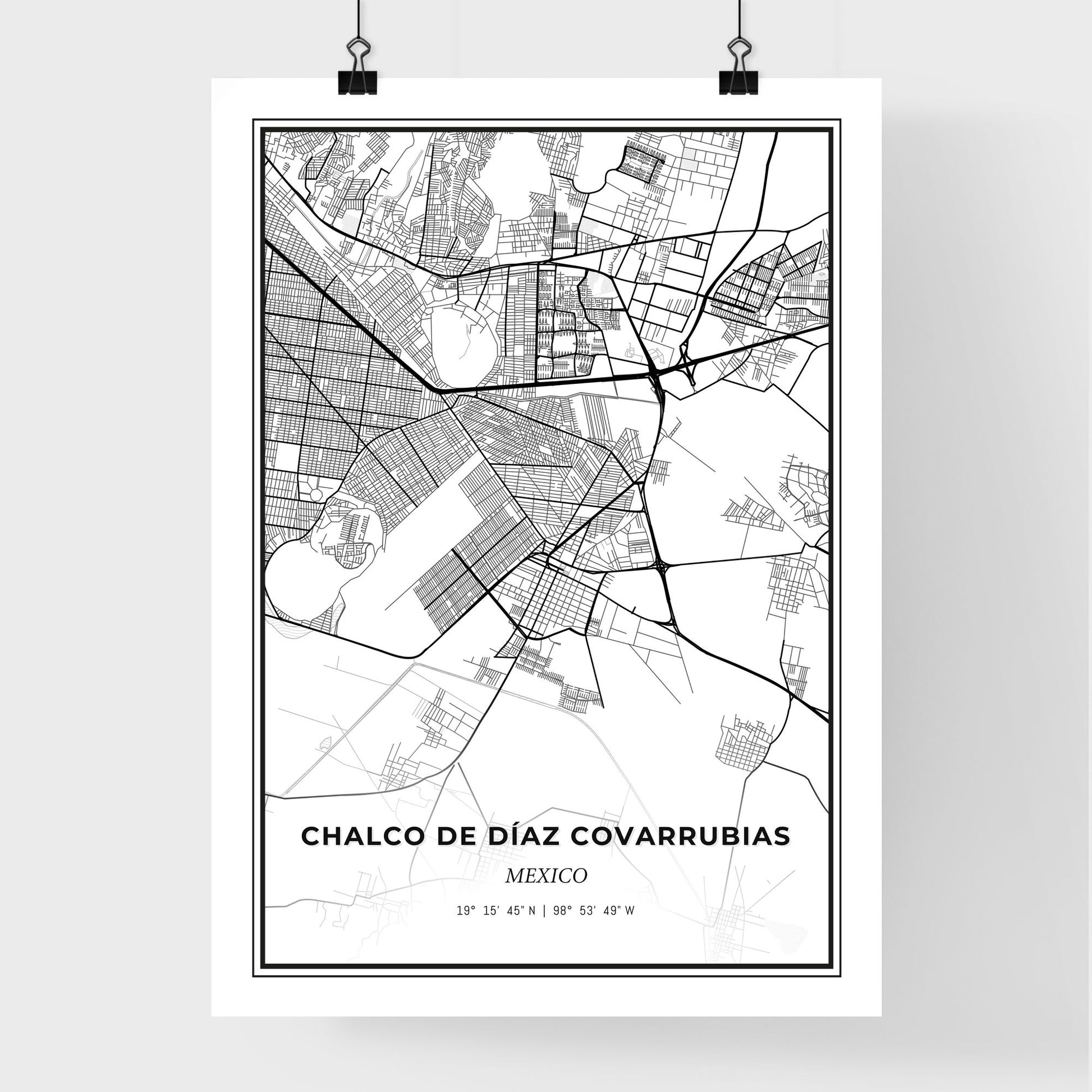 Chalco de Díaz Covarrubias Mexico - Premium City Map Poster