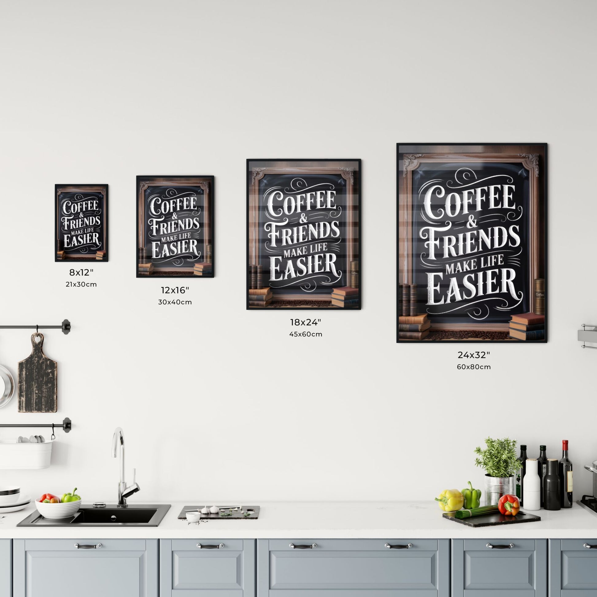 Chalkboard Art with Inspiring Coffee and Friends Quote for Cozy Café Atmosphere Chart