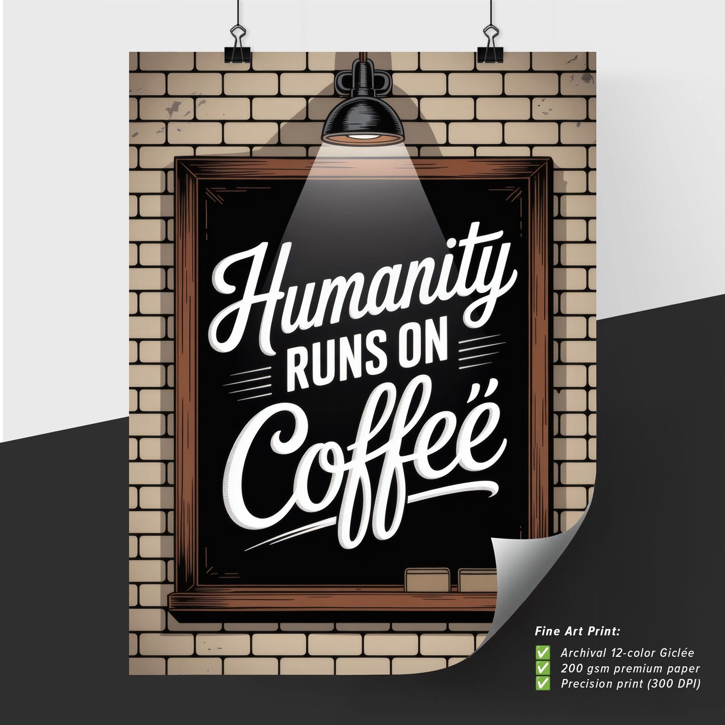 Chalkboard Art: Humanity Runs on Coffee - A Motivational Quote for Coffee Lovers