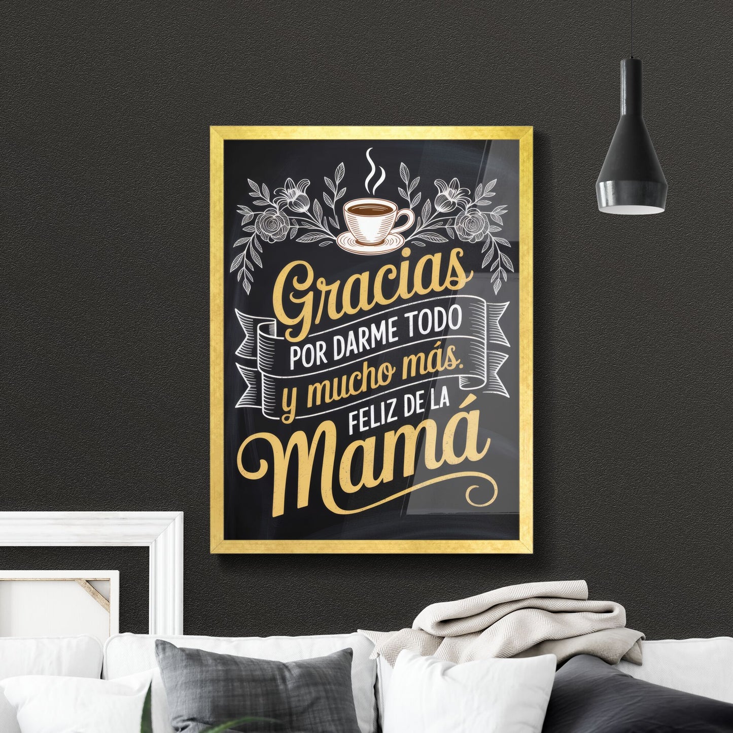 Chalkboard Style Thank You Message for Mother's Day Celebration with Decorative Elements.