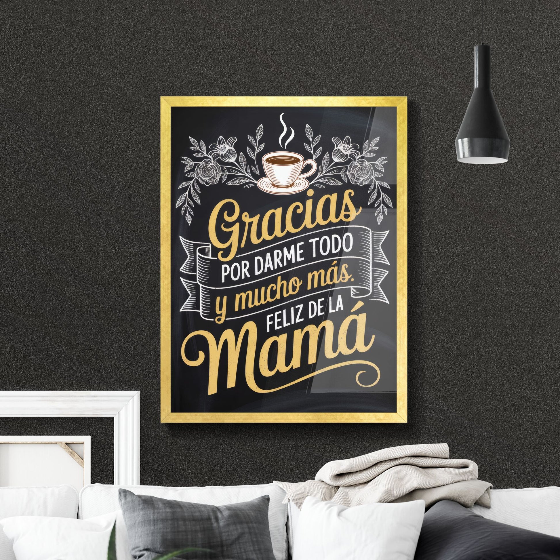 Chalkboard Style Thank You Message for Mother's Day Celebration with Decorative Elements.