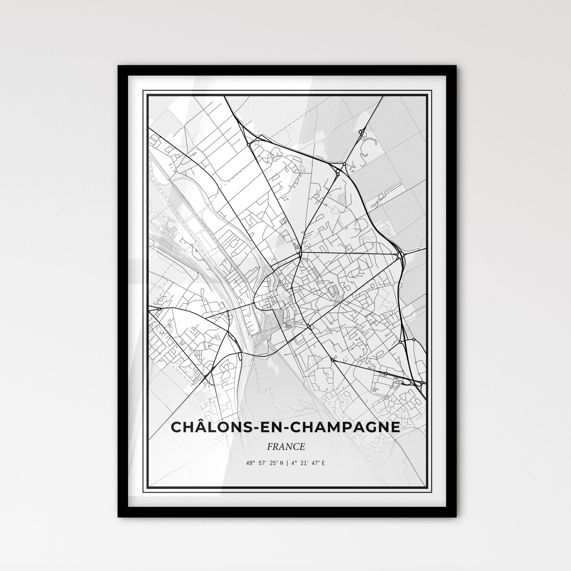 Châlons-en-Champagne France - Scandinavian Style City Map for Modern Home Decor