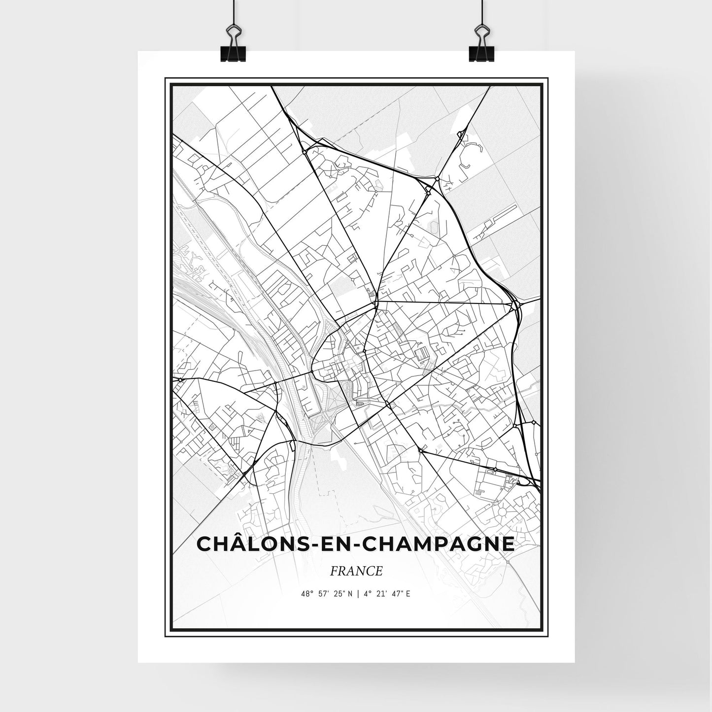 Châlons-en-Champagne France - Premium City Map Poster