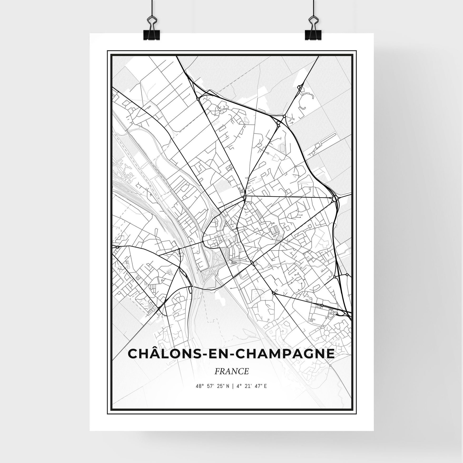 Châlons-en-Champagne France - Premium City Map Poster