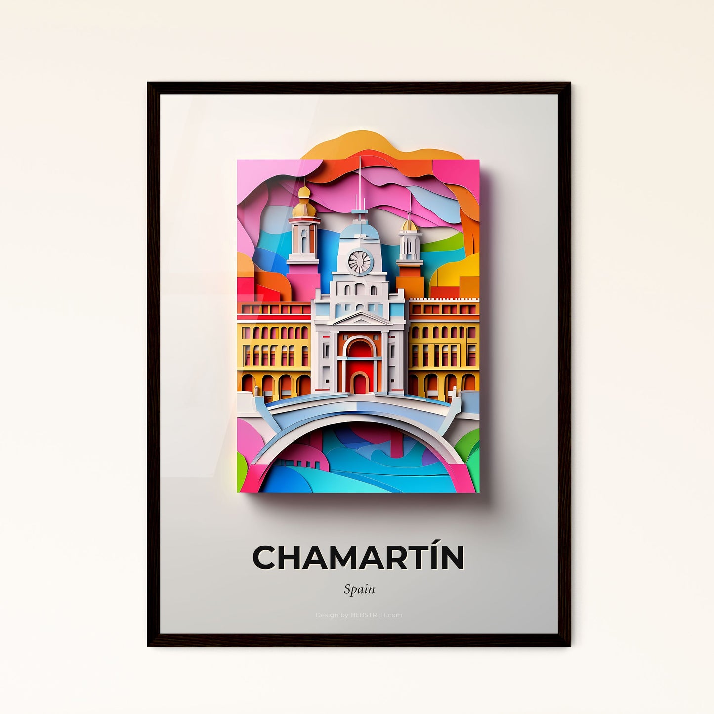 Vivid Chamartín, Spain - a paper cut of a building with a clock on it