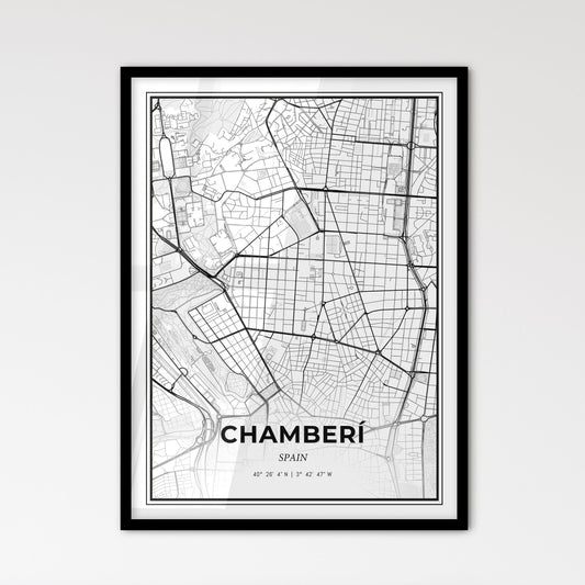 Chamberí Spain - Scandinavian Style City Map for Modern Home Decor