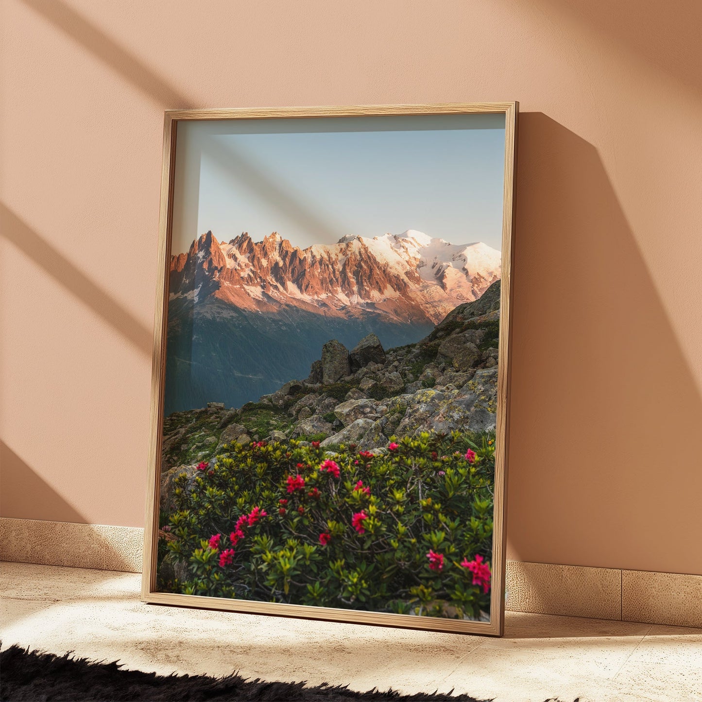 Mont Blanc Massif with Vibrant Flowers - Chamonix Wall Art Print