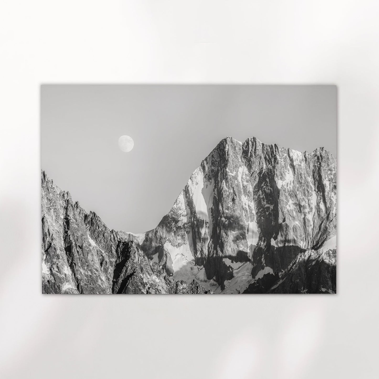 Grandes Jorasses Black and White Wall Art – Monochrome Mountain Print