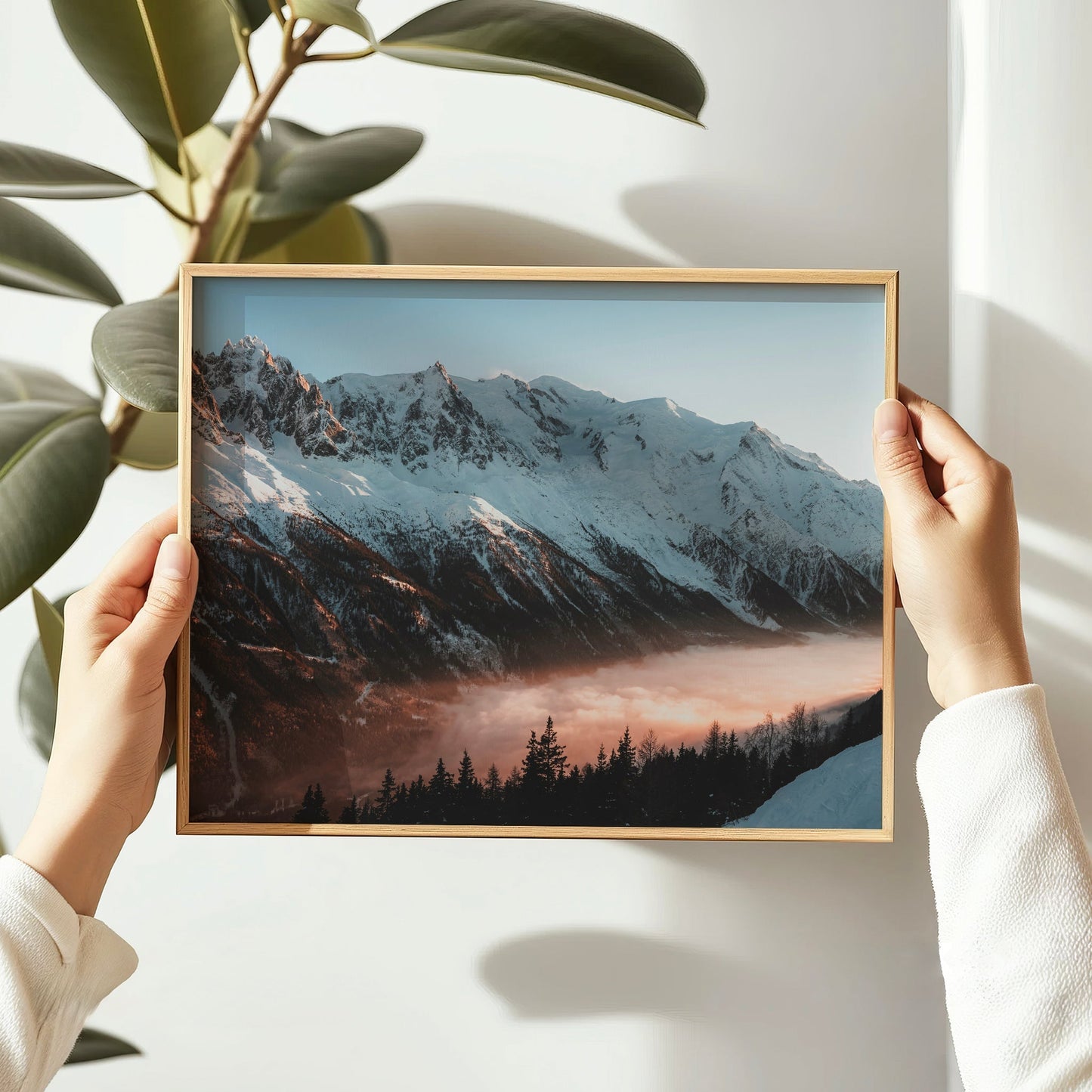 Mont Blanc Massif Sunset Wall Art - Golden Hour Chamonix Landscape Print