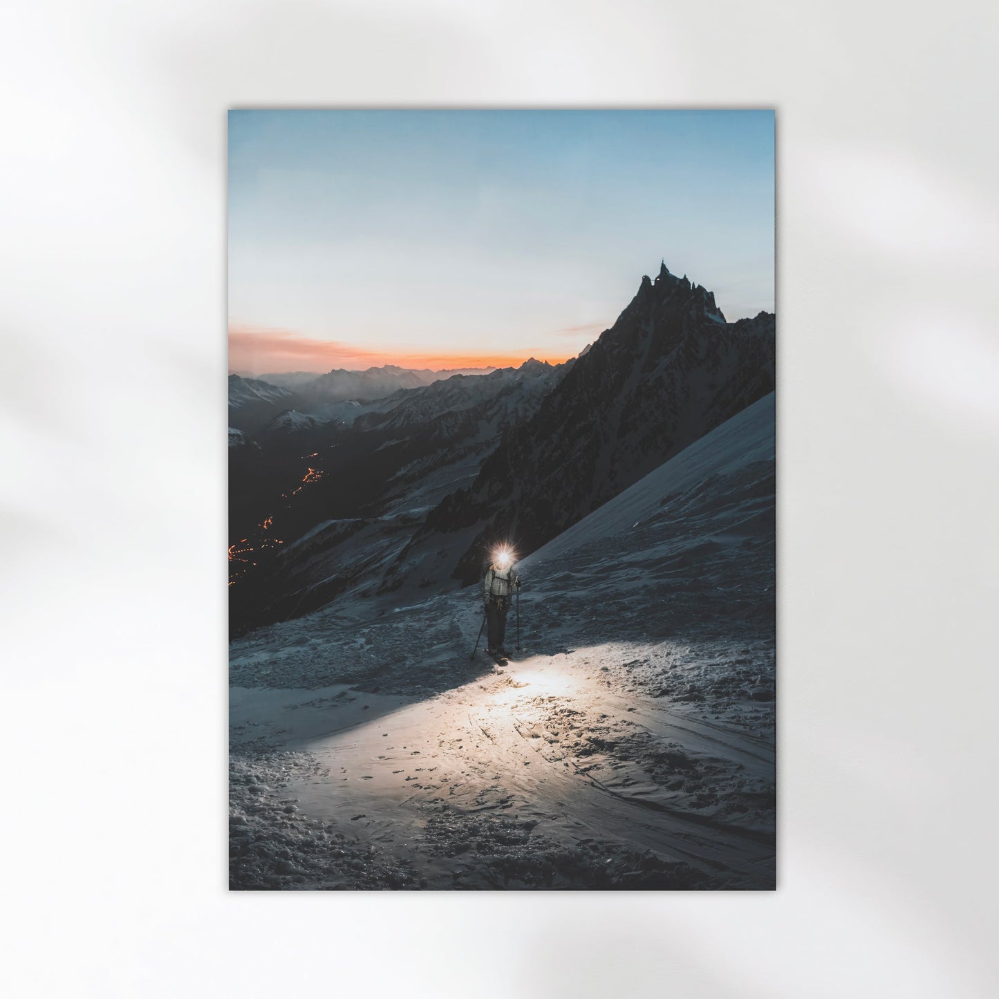 Mountaineer on Grands Mulets Route to Mont Blanc – Chamonix Art Print
