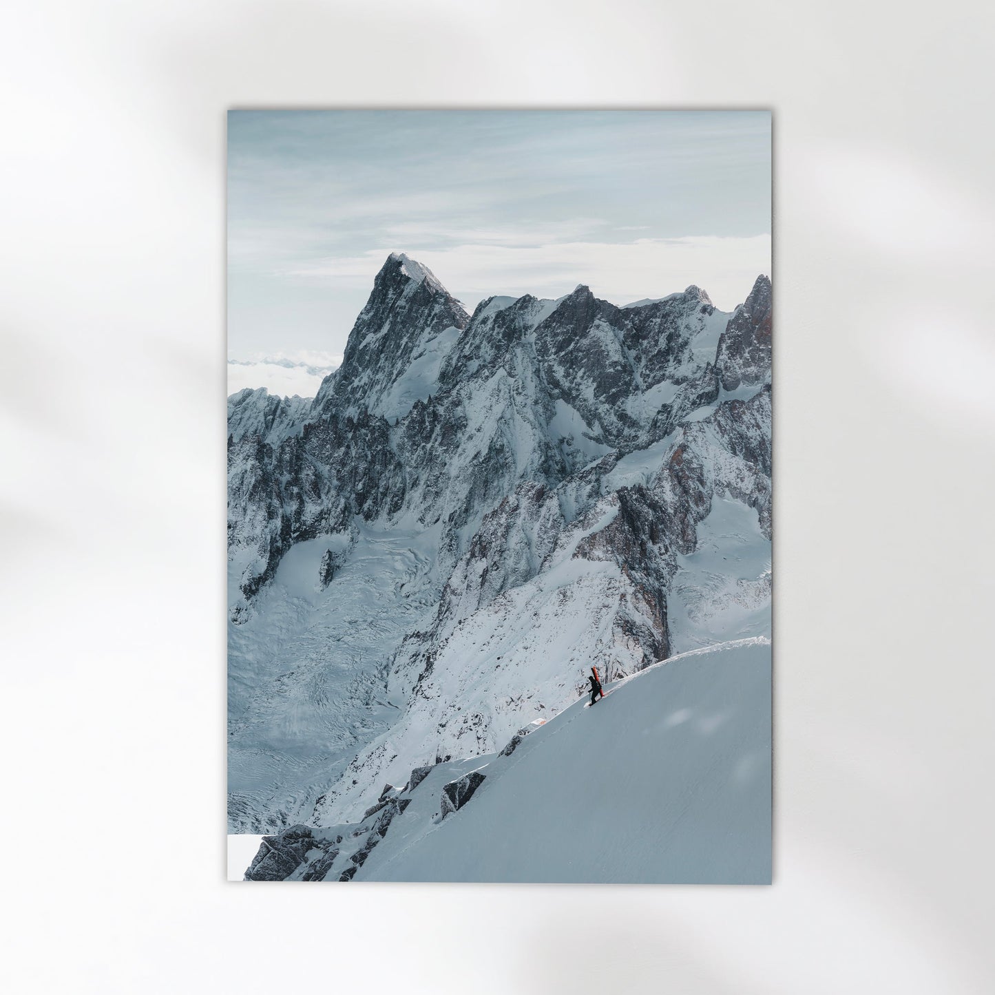 Skier Descending the Iconic Midi Arete | Alpine Mountain Wall Art Print