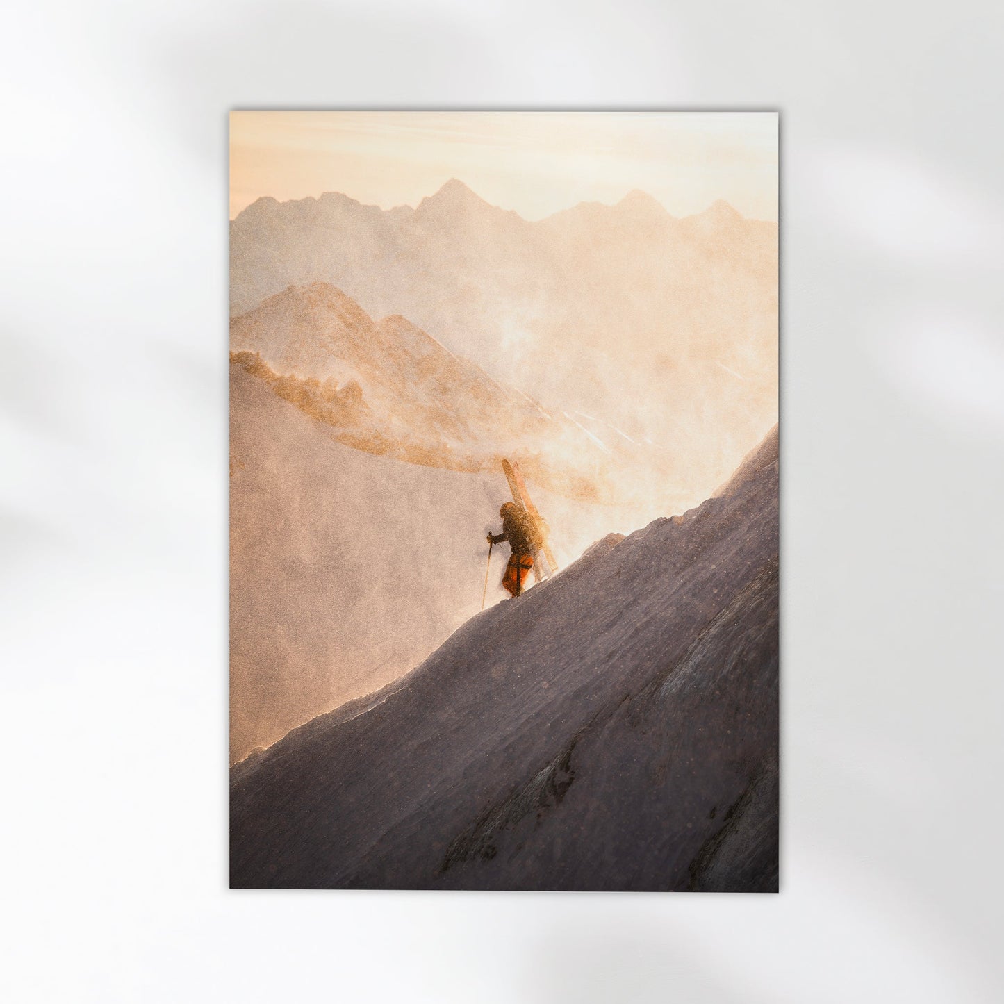 Skier on Midi Arete Wall Art Print | Chamonix Ski Adventure Decor
