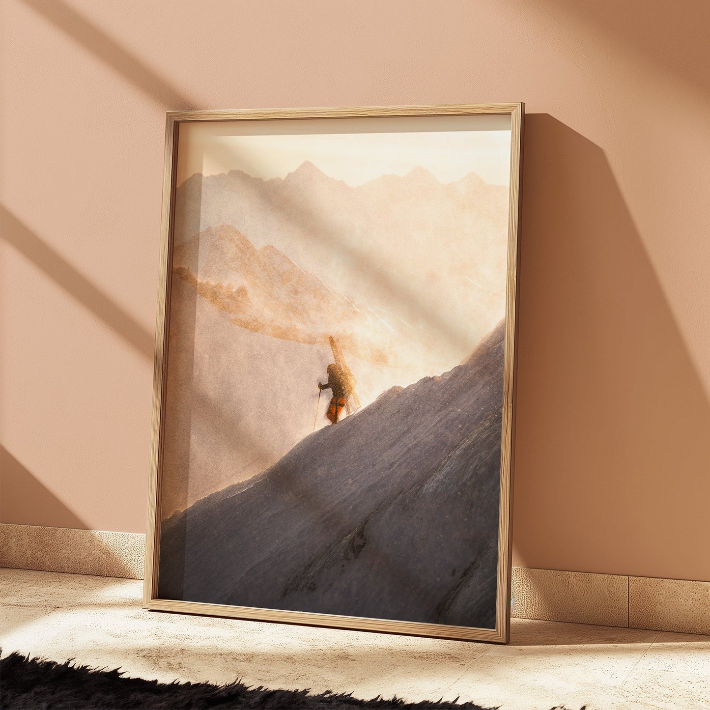Skier on Midi Arete Wall Art Print | Chamonix Ski Adventure Decor