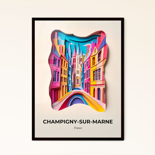 Vivid Champigny-sur-Marne, France - a paper cut of a city with a bridge