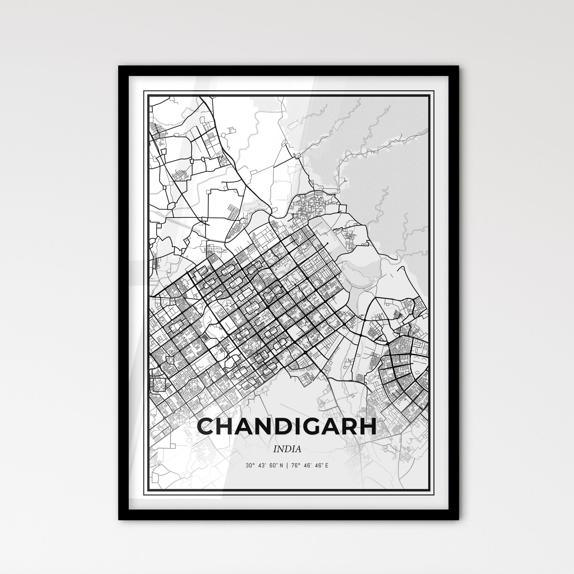 Chandigarh India - Scandinavian Style City Map for Modern Home Decor