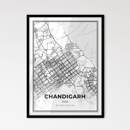 Chandigarh India - Scandinavian Style City Map for Modern Home Decor