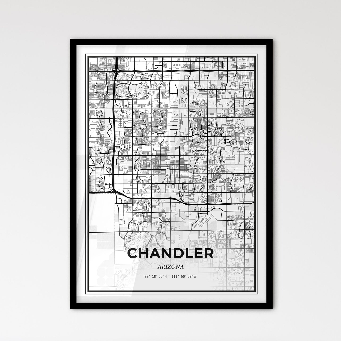 Chandler Arizona - Scandinavian Style City Map for Modern Home Decor