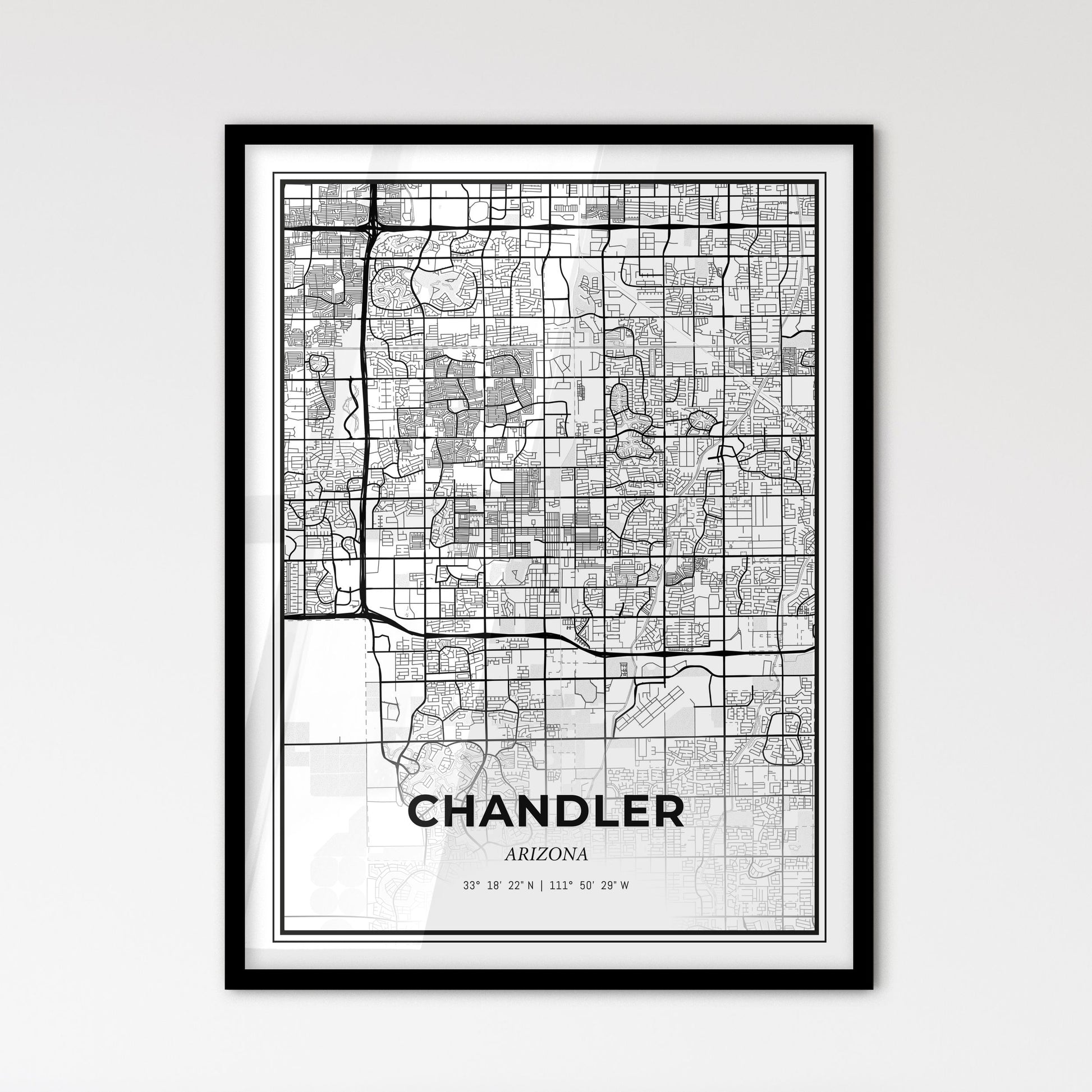 Chandler Arizona - Scandinavian Style City Map for Modern Home Decor