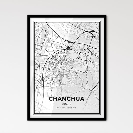 Changhua Taiwan - Scandinavian Style City Map for Modern Home Decor