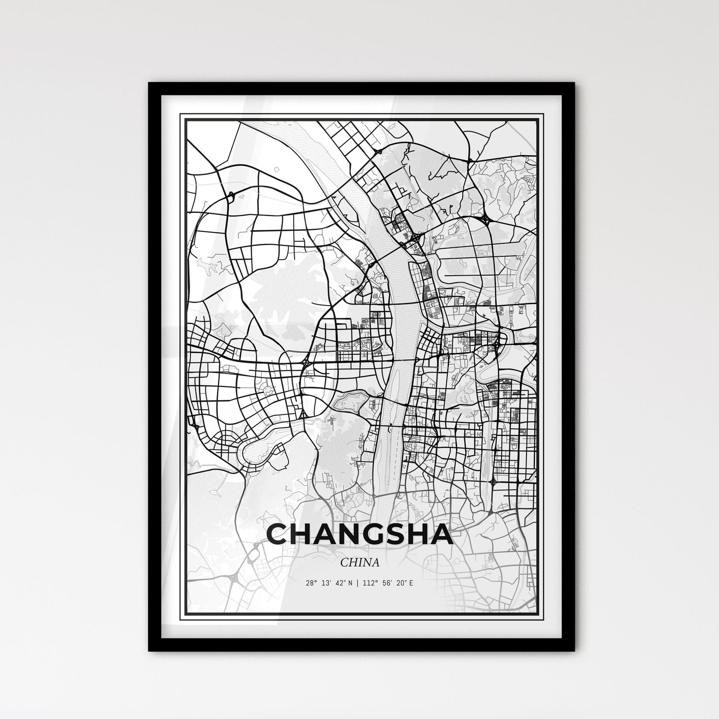 Changsha China - Scandinavian Style City Map for Modern Home Decor