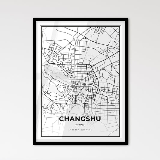 Changshu China - Scandinavian Style City Map for Modern Home Decor