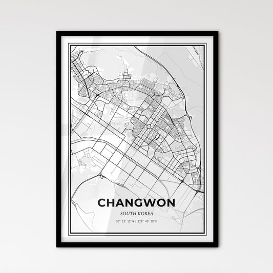 Changwon South Korea - Scandinavian Style City Map for Modern Home Decor