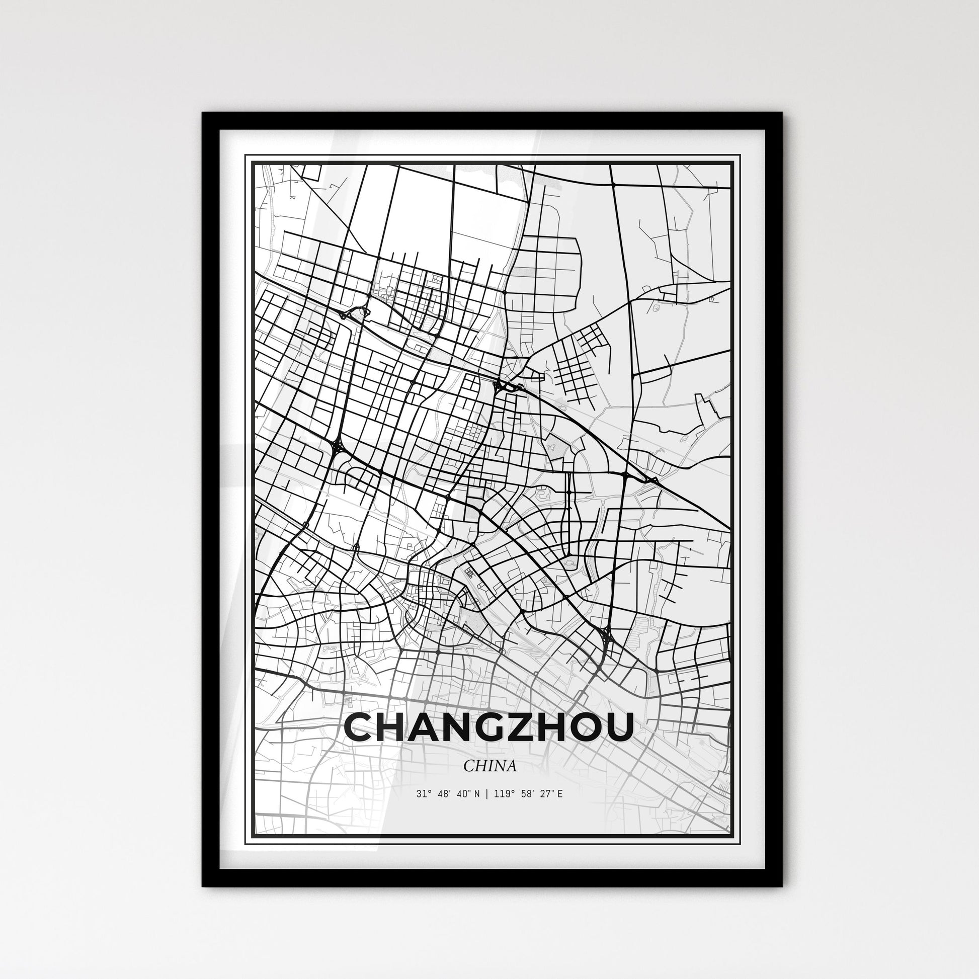 Changzhou China - Scandinavian Style City Map for Modern Home Decor