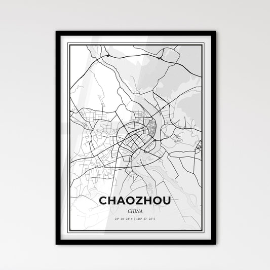 Chaozhou China - Scandinavian Style City Map for Modern Home Decor