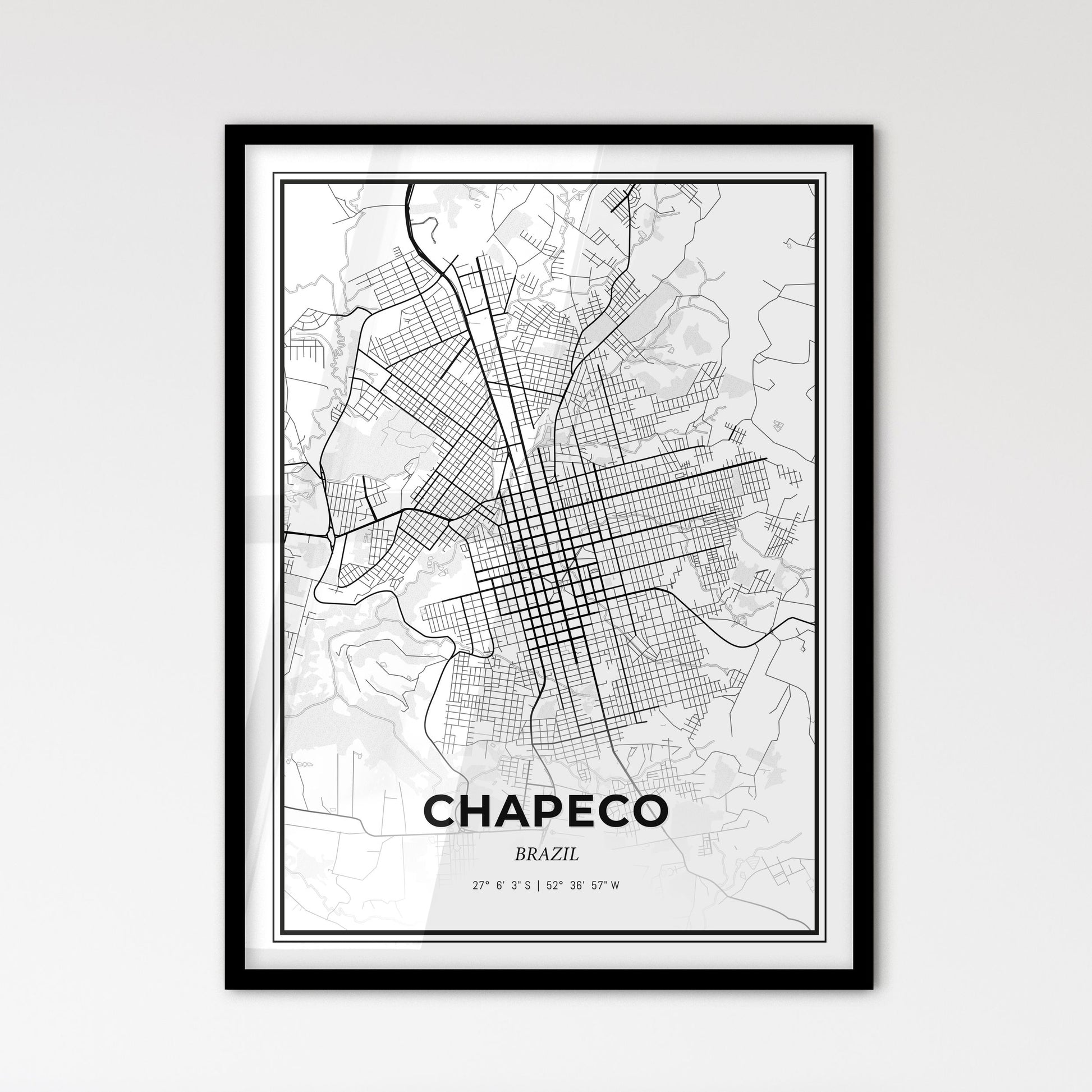 Chapeco Brazil - Scandinavian Style City Map for Modern Home Decor