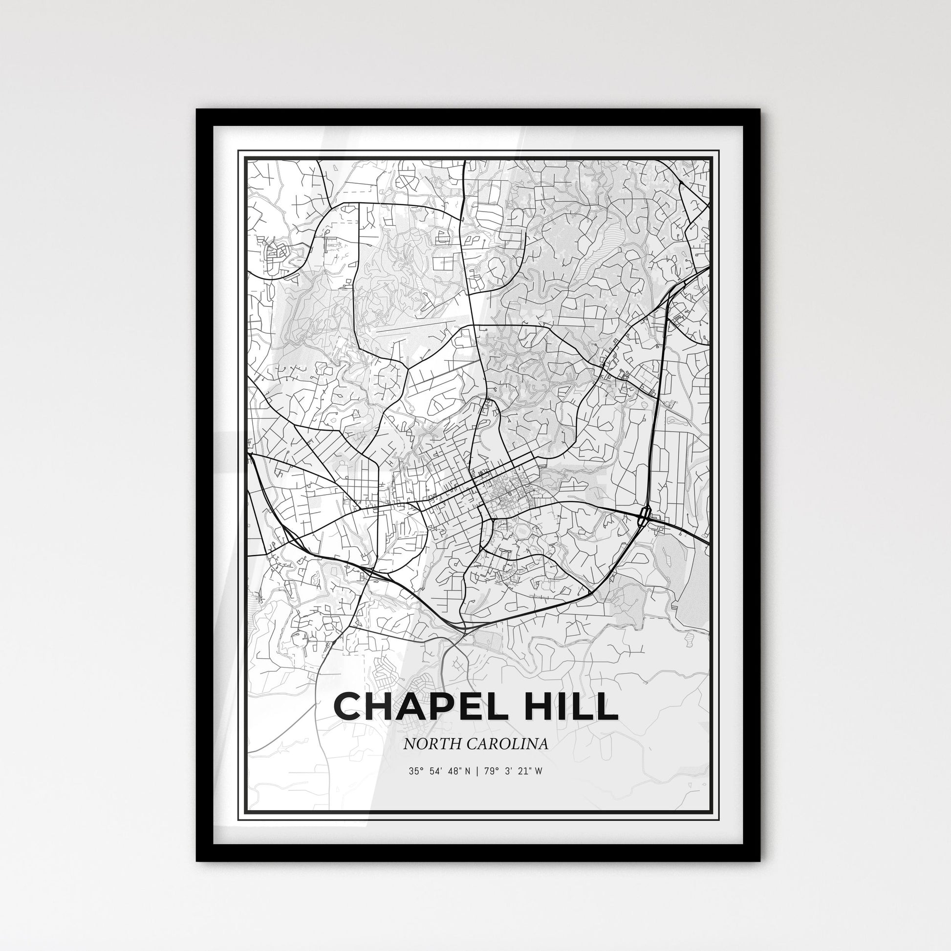 Chapel Hill North Carolina - Scandinavian Style City Map for Modern Home Decor