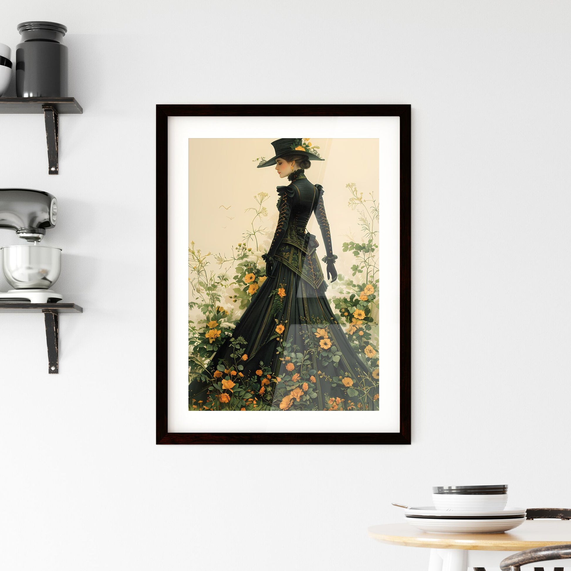 Androgynous Rococo-Inspired Character Concept Art: Vibrant Painting of a Woman in Dress and Hat Default Title