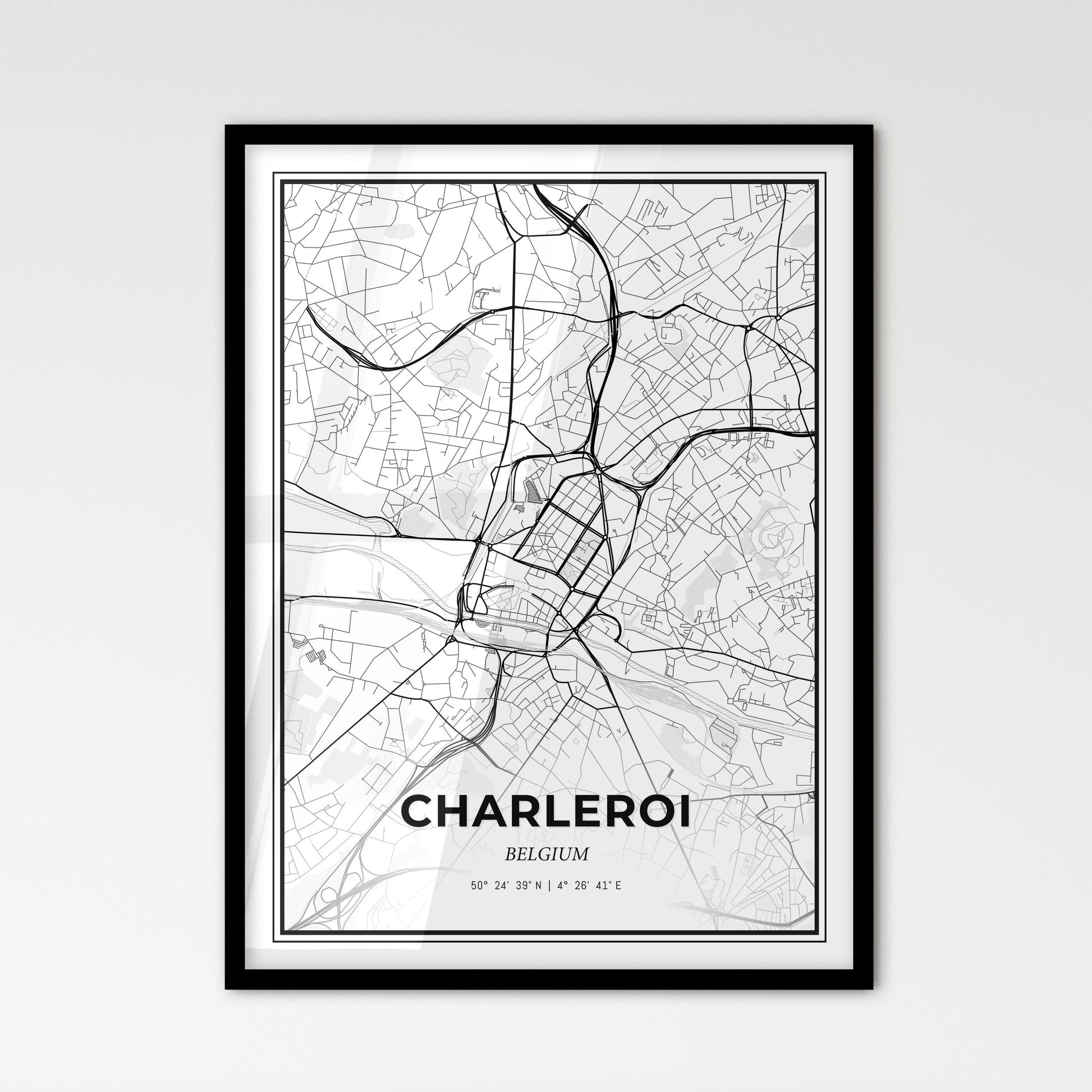 Charleroi Belgium - Scandinavian Style City Map for Modern Home Decor