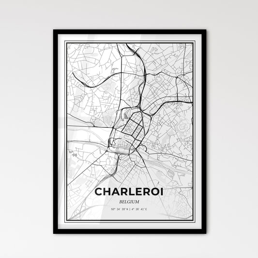 Charleroi Belgium - Scandinavian Style City Map for Modern Home Decor