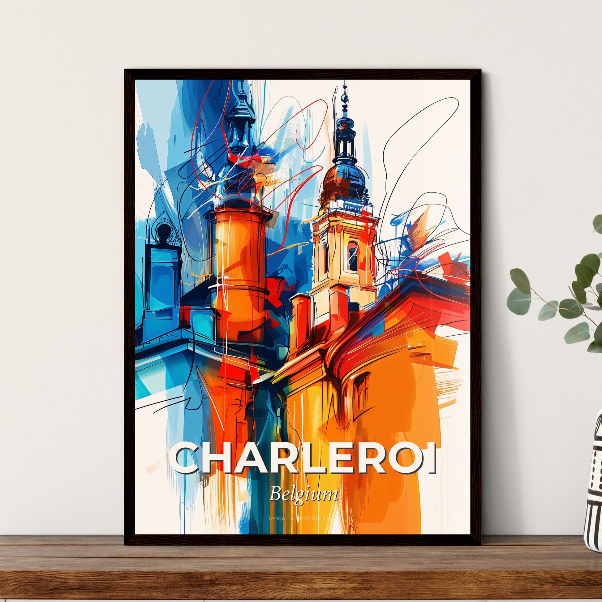 Vibrant Charleroi, Belgium - A Colorful Painting Of A Building