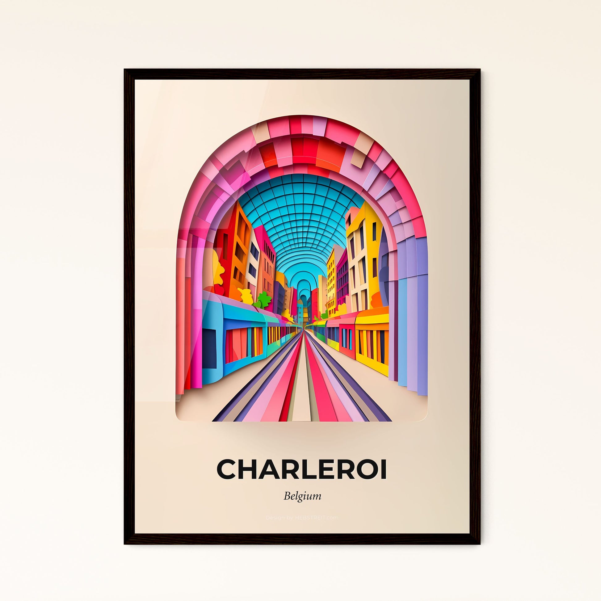 Vivid Charleroi, Belgium - a colorful city with a train going through it