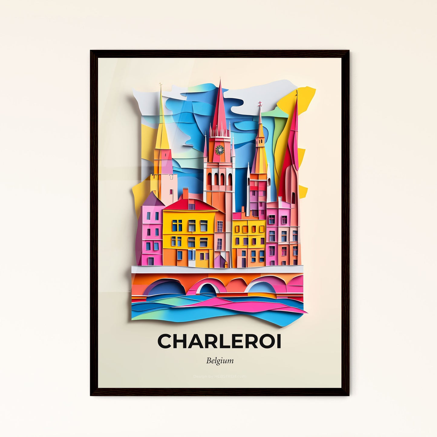 Vivid Charleroi, Belgium - a colorful city with a clock tower on top of it