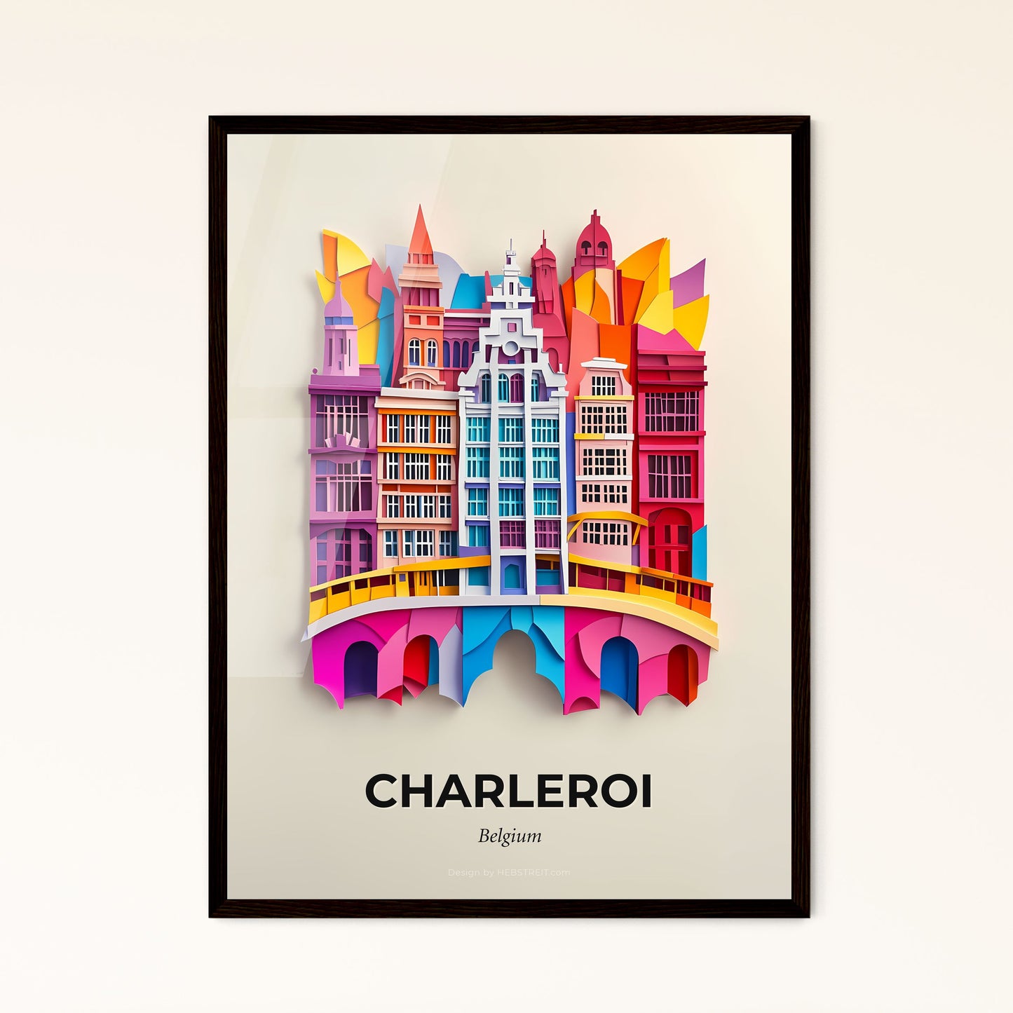 Vivid Charleroi, Belgium - a colorful city with a bridge and buildings