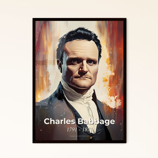 Portrait of Charles Babbage, 1791 - 1871. Impressionistic painting of a man in a suit.