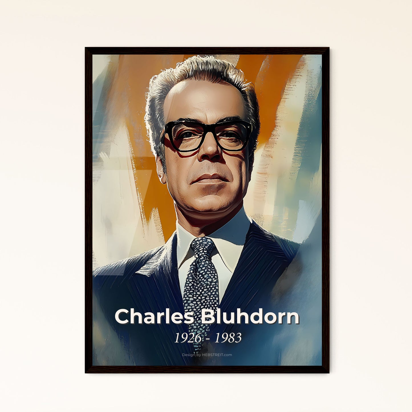 Portrait of Charles Bluhdorn, 1926 - 1983. Impressionistic painting of a man in a suit and tie.