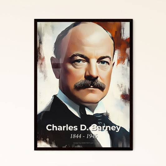 Portrait of Charles D. Barney, 1844 - 1945. Impressionistic painting of a man with a mustache.