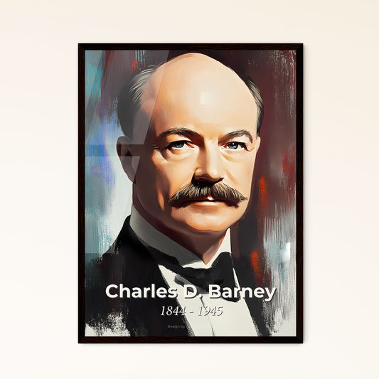 Portrait of Charles D. Barney, 1844 - 1945. Impressionistic painting of a man with a mustache.