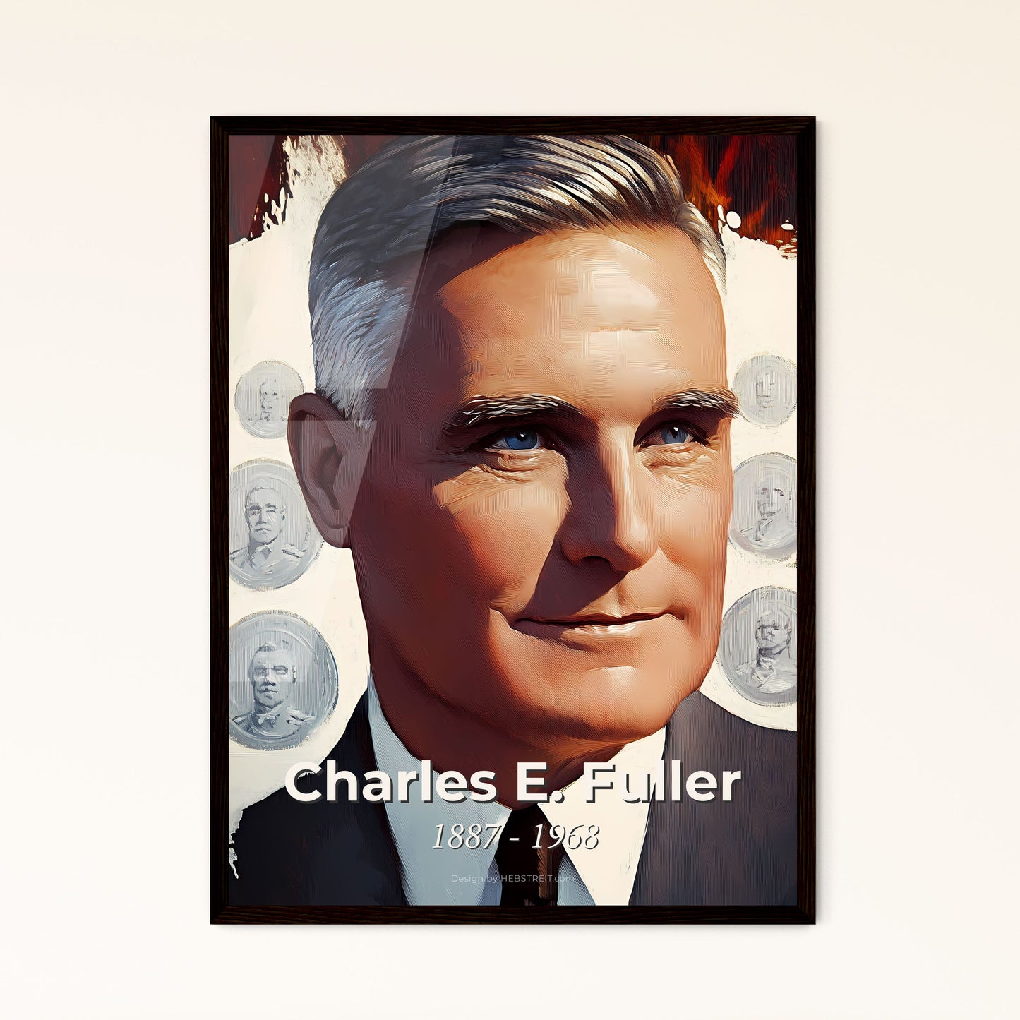 Portrait of Charles E. Fuller, 1887 - 1968. Impressionistic painting of a man in a suit and tie.