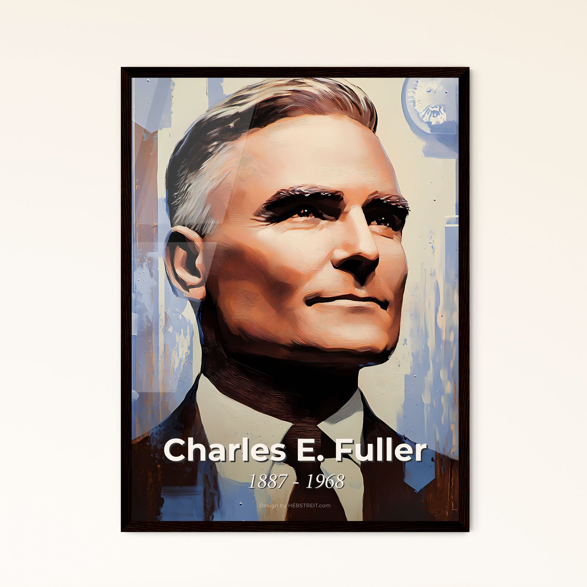 Portrait of Charles E. Fuller, 1887 - 1968. Impressionistic painting of a man in a suit and tie.