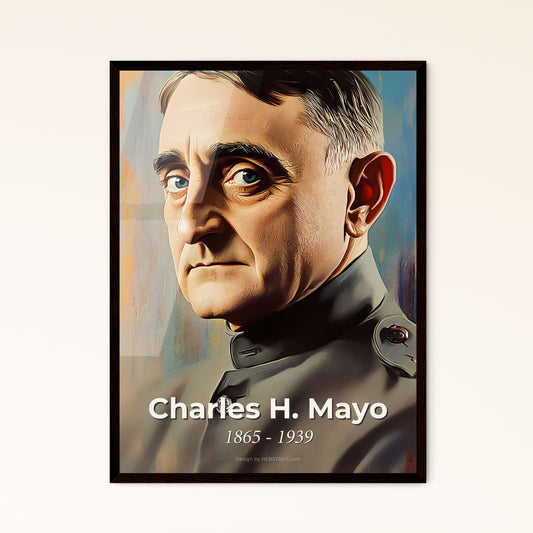 Portrait of Charles H. Mayo, 1865 - 1939. Impressionistic painting of a man in a military uniform.