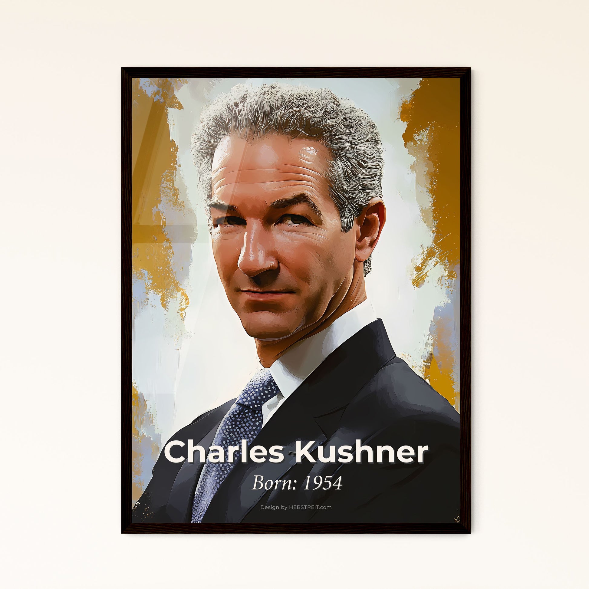 Portrait of Charles Kushner, Born: 1954. Impressionistic painting of a man in a suit.