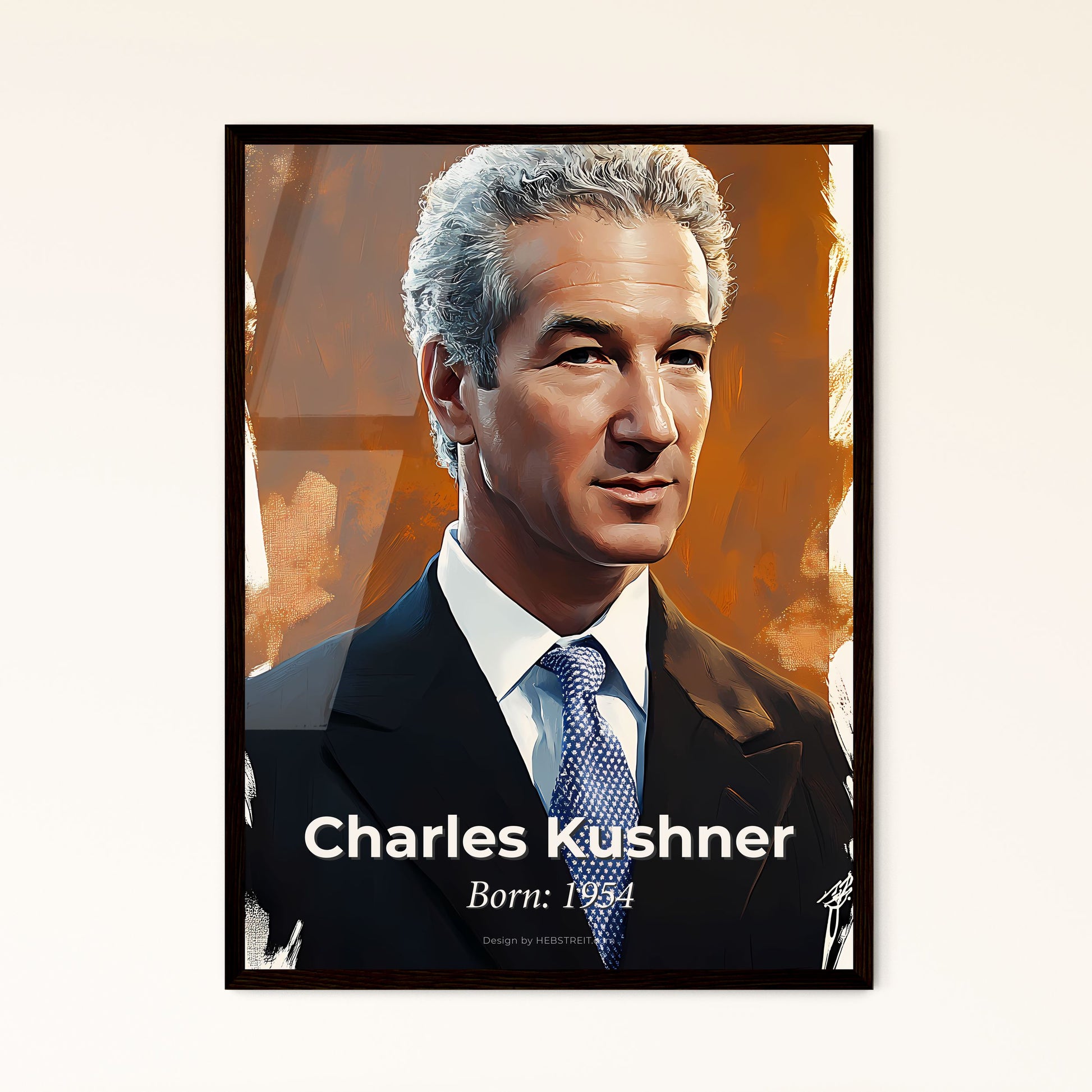 Portrait of Charles Kushner, Born: 1954. Impressionistic painting of a man in a suit.