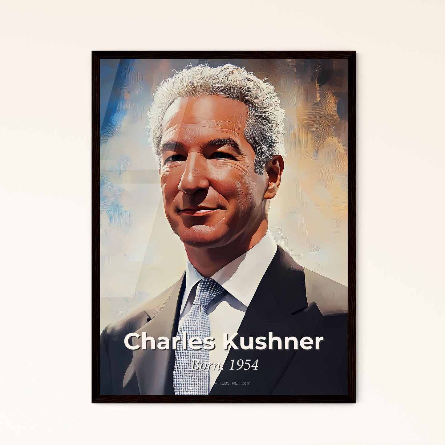 Portrait of Charles Kushner, Born: 1954. Impressionistic painting of a man in a suit.