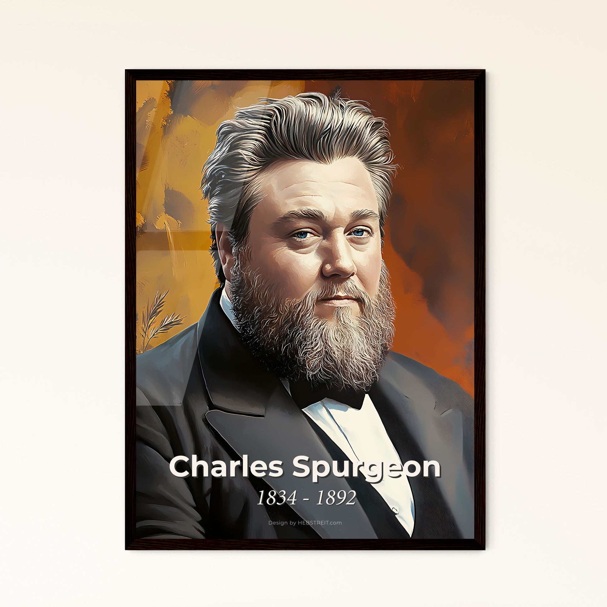 Portrait of Charles Spurgeon, 1834 - 1892. Impressionistic painting of a man in a suit.