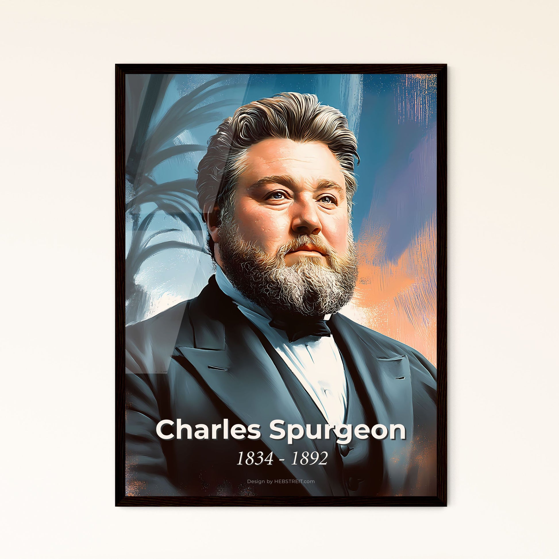 Portrait of Charles Spurgeon, 1834 - 1892. Impressionistic painting of a man in a suit.