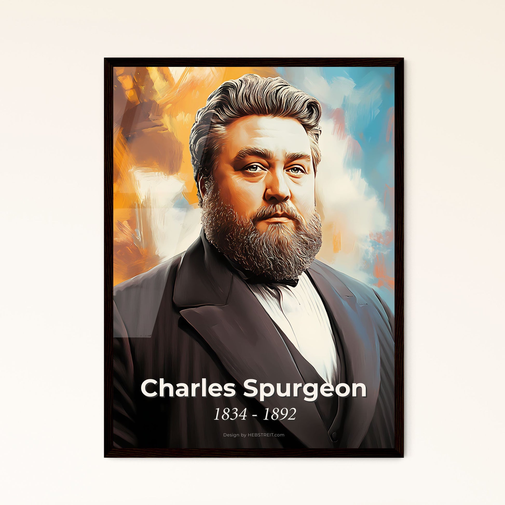 Portrait of Charles Spurgeon, 1834 - 1892. Impressionistic painting of a man in a suit.